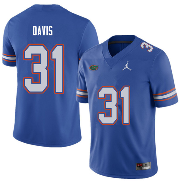 Jordan Brand Men #31 Shawn Davis Florida Gators College Football Jerseys Sale-Royal - Click Image to Close